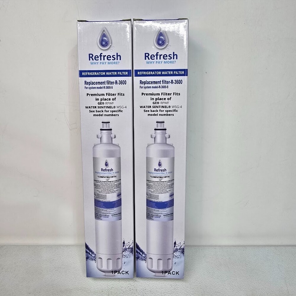 2 Refresh R-3600 Replacement Refrigerator Water Filter For GE and Water Sentinel